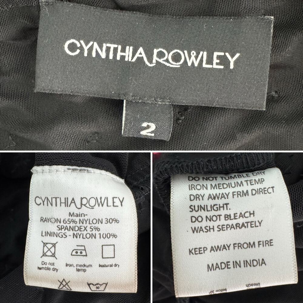 Cynthia Rowley Bella Sequin Appliqué Dress flower mini sheer stretch size 2 XS - Picture 10 of 12